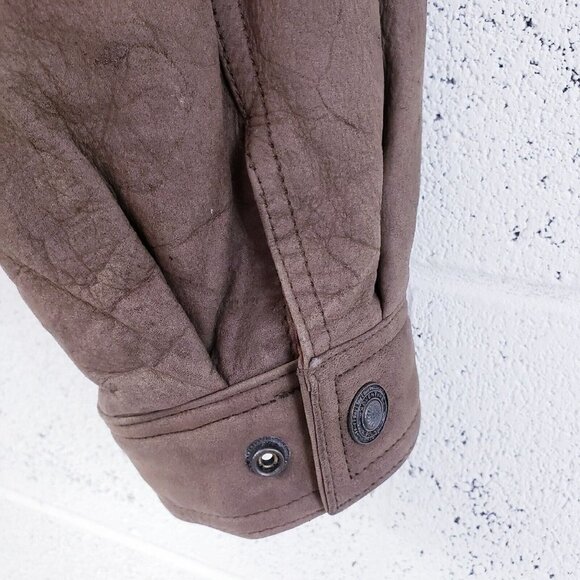 Vintage 90s y2k Adventure Bound Aviator Bomber Insulated Brown Leather Jacket 1X - Picture 7 of 12